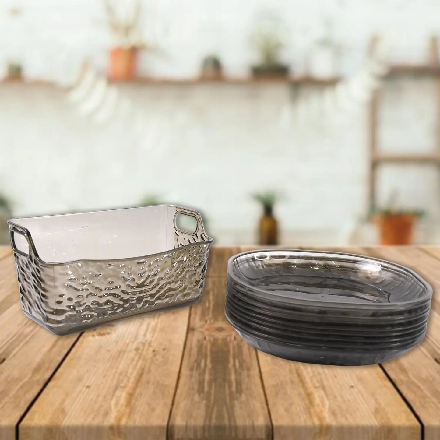 10 - Piece Plastic Dinner Plates & Skewer Bone Plate Set – Durable & Reusable - Chestore