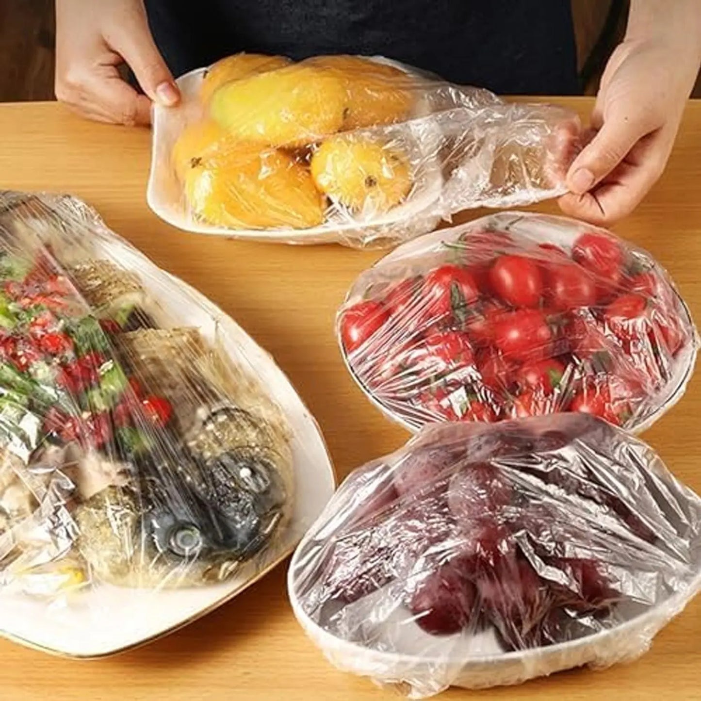 Small Disposable Elastic Food Storage Covers – 100 Pcs Set | Fresh & Spill - Proof 🥗🛡️ - Chestore