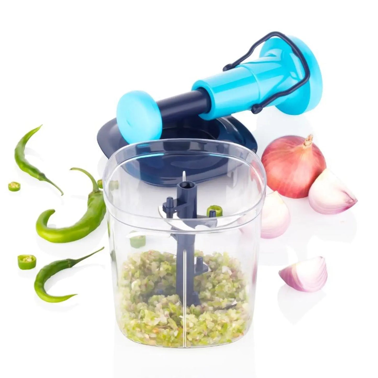 6 - Blade Manual Hand - Press Vegetable Chopper – 1100ml, Fast & Easy Chopping 🥕🔪✨ - Chestore