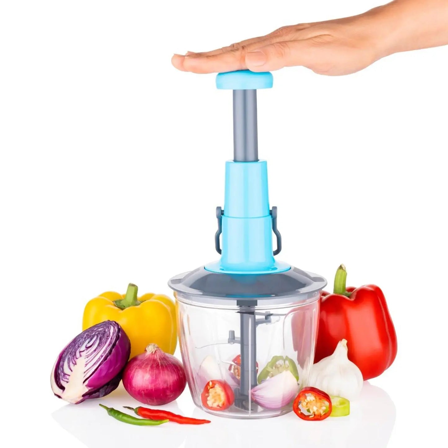 6 - Blade Manual Hand - Press Vegetable Chopper – 1100ml, Fast & Easy Chopping 🥕🔪✨ - Chestore