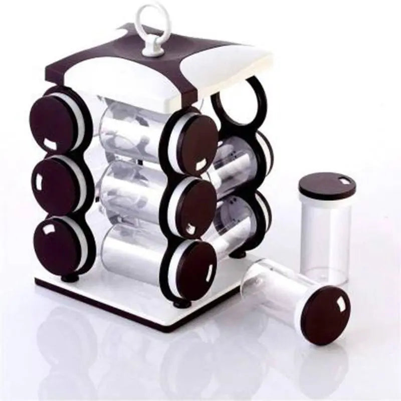 12 - Piece Spice Jar Set – Food - Grade Plastic Spice Containers with Brown Box - Chestore