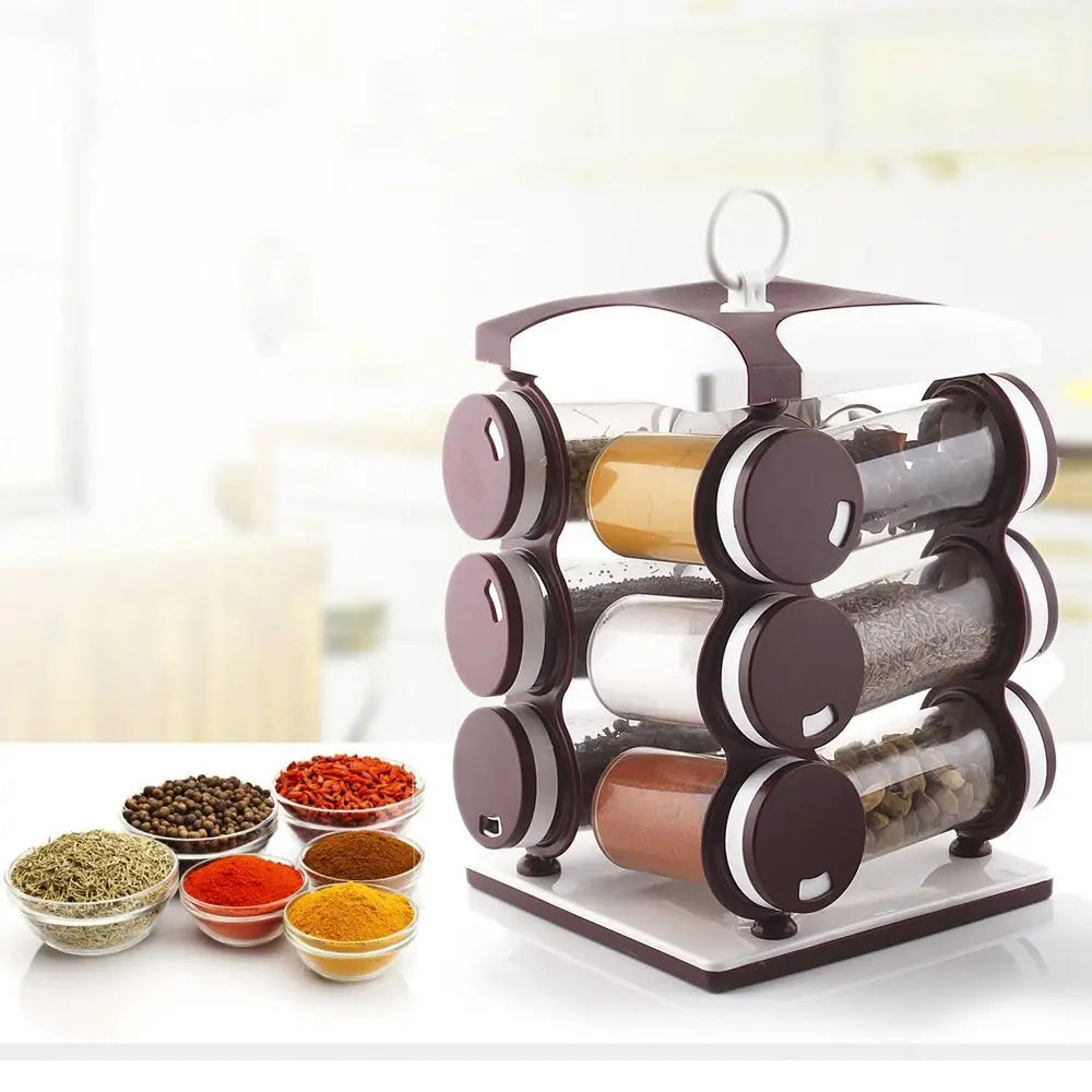 12 - Piece Spice Jar Set – Food - Grade Plastic Spice Containers with Brown Box - Chestore
