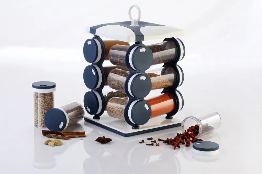 12 - Piece Spice Jar Set – Food - Grade Plastic Spice Containers with Brown Box - Chestore