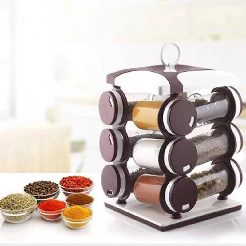 12 - Piece Spice Jar Set – Food - Grade Plastic Spice Containers with Brown Box - Chestore
