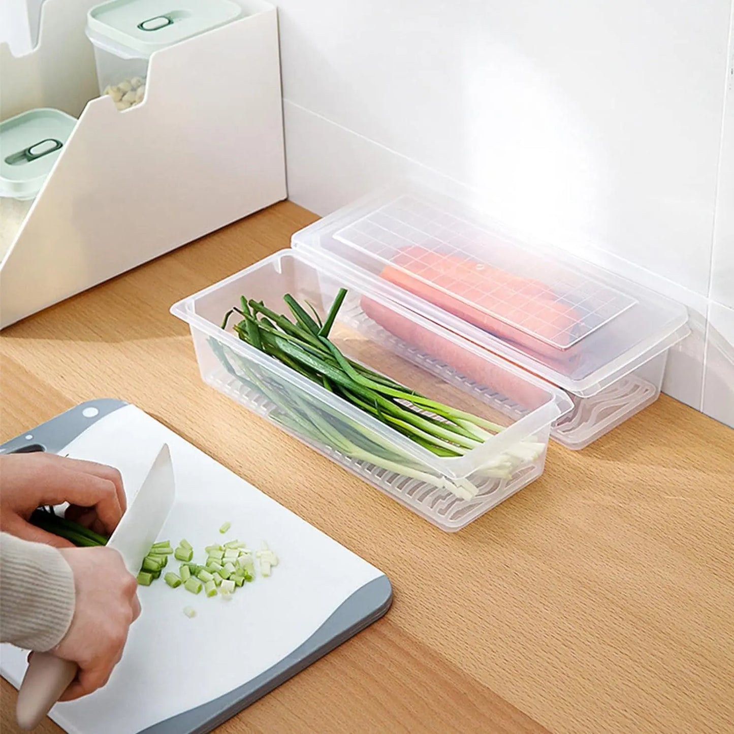 1500ml Food Storage Container with Drain Plate & Lid – Pack of 1 - Chestore