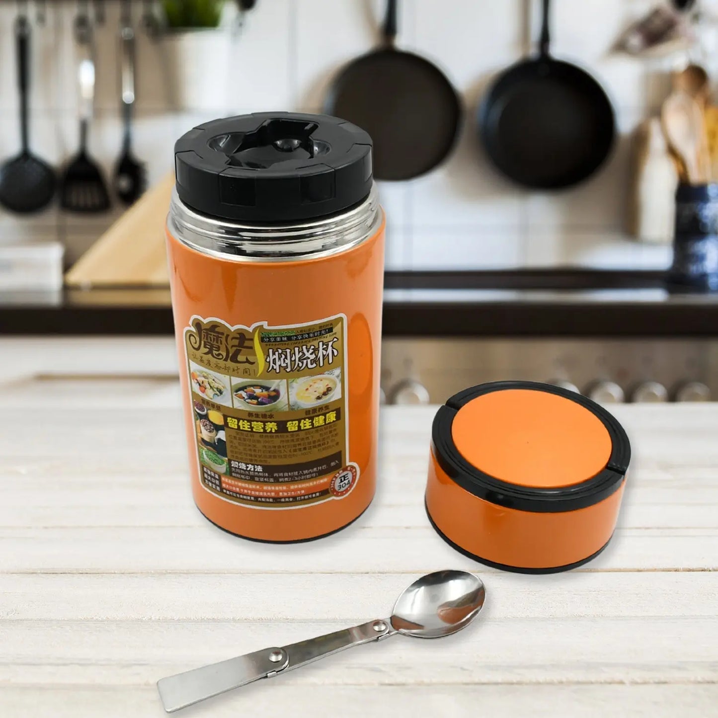 1L Stainless Steel Water Bottle – Leak - Proof, BPA - Free with Foldable Spoon & Handle - Chestore