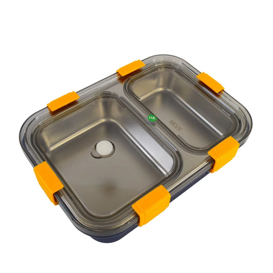 Stainless Steel 2 - Section Lunch Box with Spoon – Leak - Proof, Durable Design - Chestore