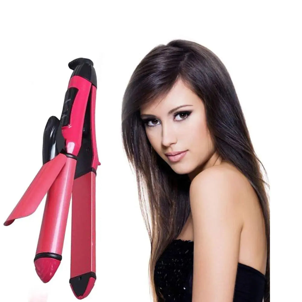 2 In 1 Hair Straightener And Curler Machine For Women Curl Straight Hair Iron - Chestore
