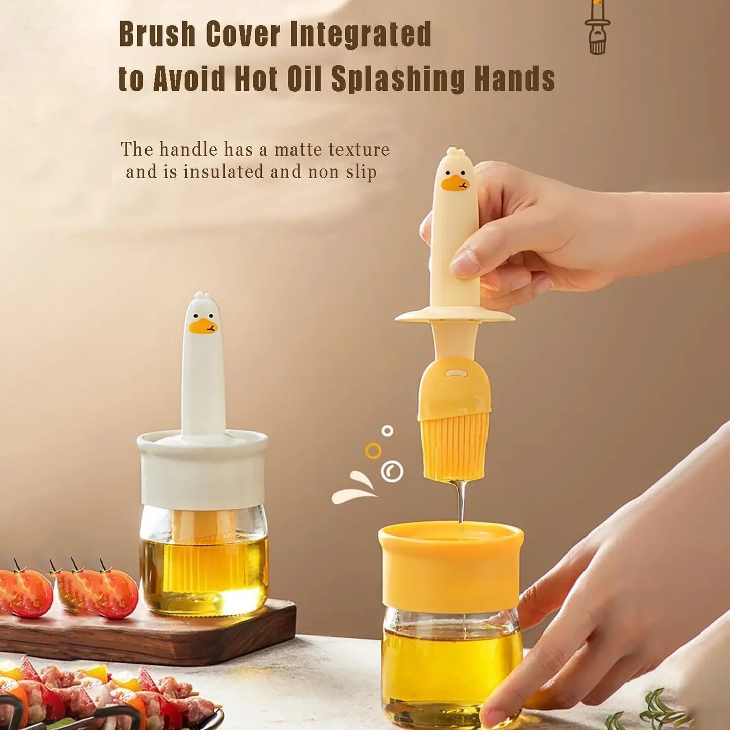 2 - in - 1 Oil Dispenser Bottle with Silicone Basting Brush - Chestore