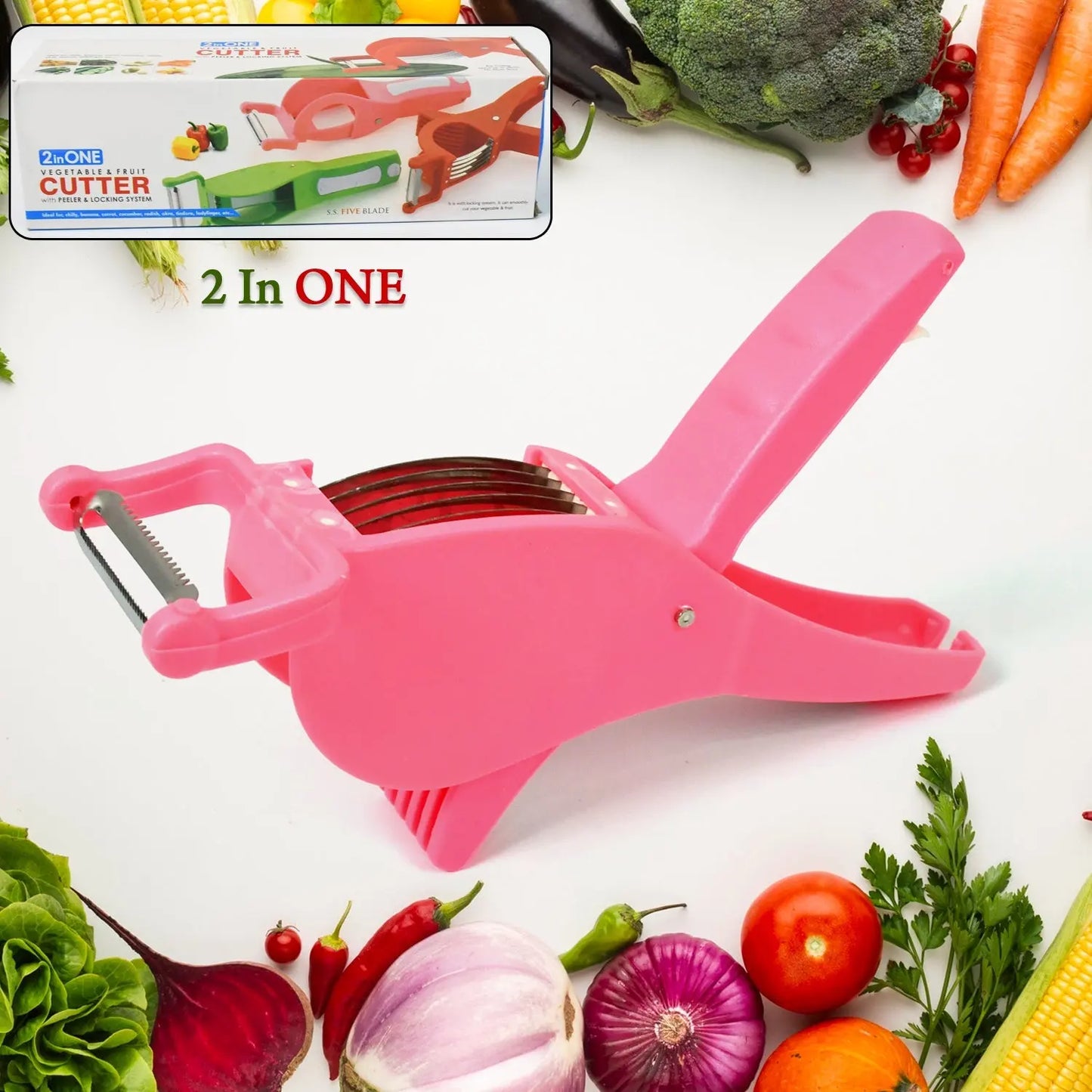 2 - in - 1 Multi Cutter with Peeler – 5 - Blade Vegetable & Fruit Chopper - Chestore