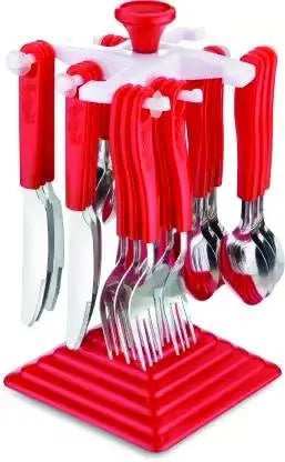 24 - Piece Stainless Steel Premium Cutlery Set with Stand – Elegant & Durable Dining Essentials - Chestore