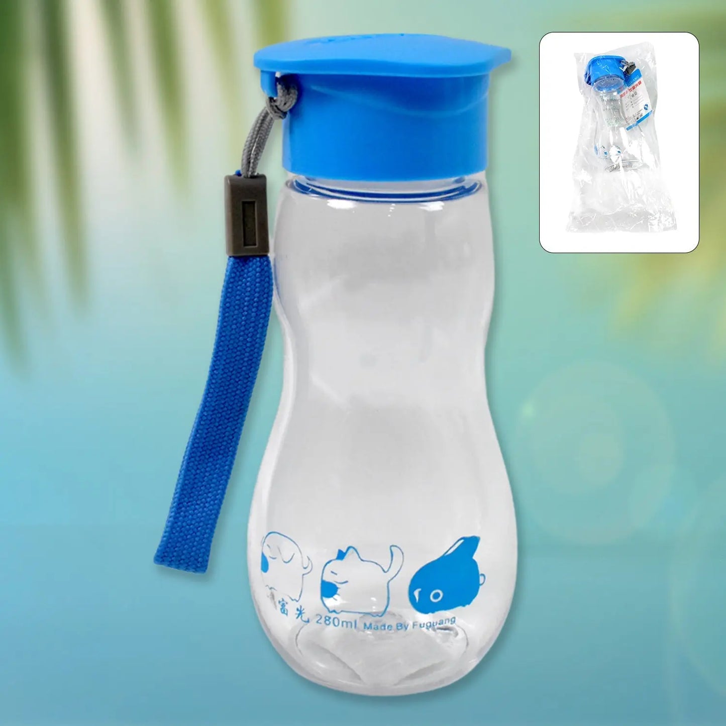 Transparent Travel Water Bottle with Carry Strap – 280ml - Chestore