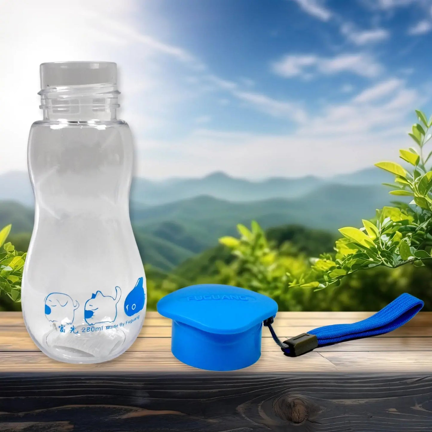 Transparent Travel Water Bottle with Carry Strap – 280ml - Chestore