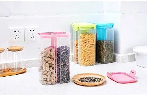 2L Airtight Dual - Section Food & Grain Storage Container with Box - Chestore