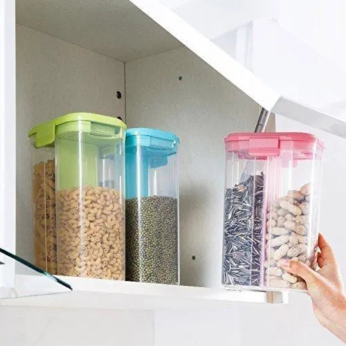 2L Airtight Food & Grain Storage Container – Transparent & Dual Section - Chestore