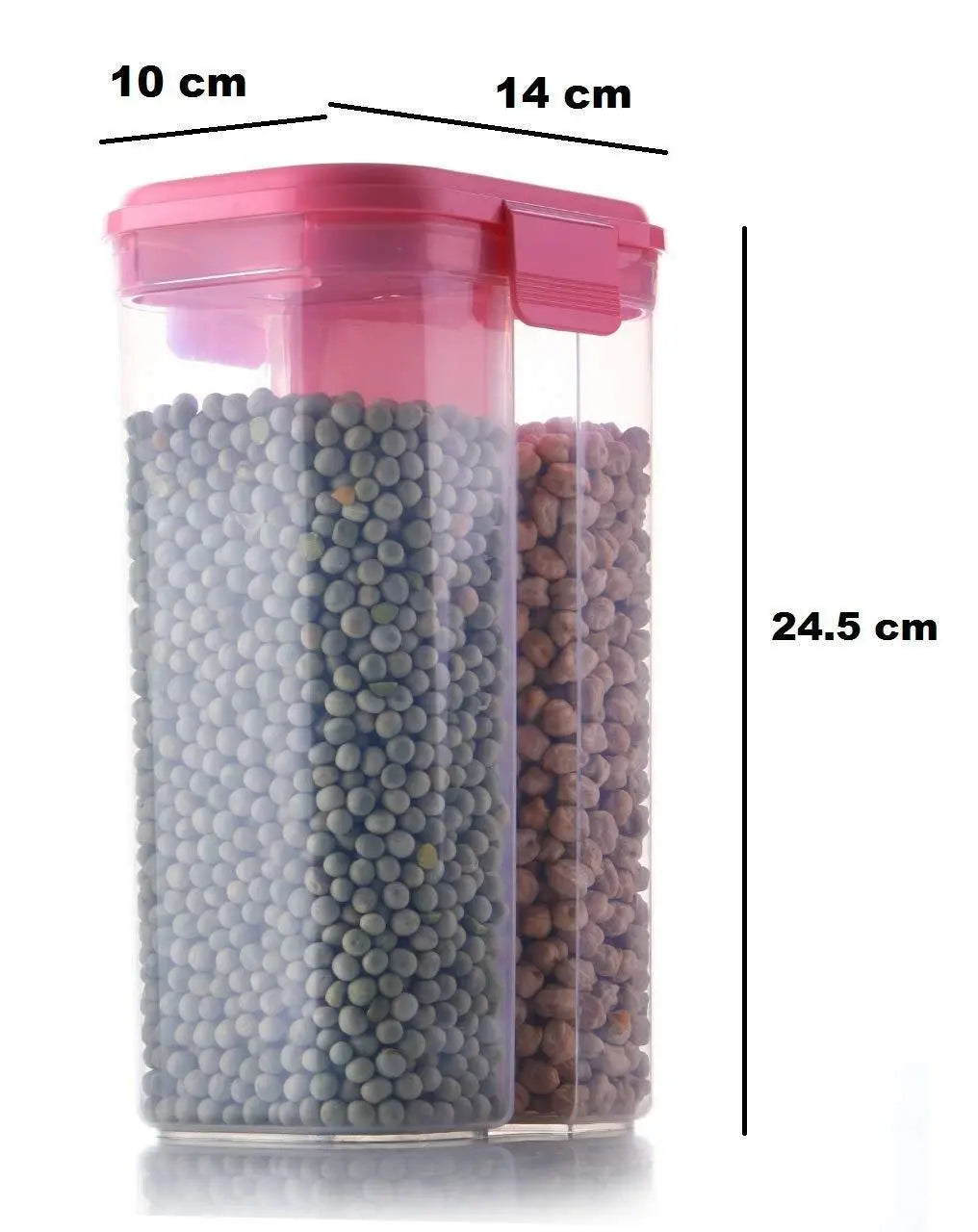 2L Airtight Food & Grain Storage Container – Transparent & Dual Section - Chestore