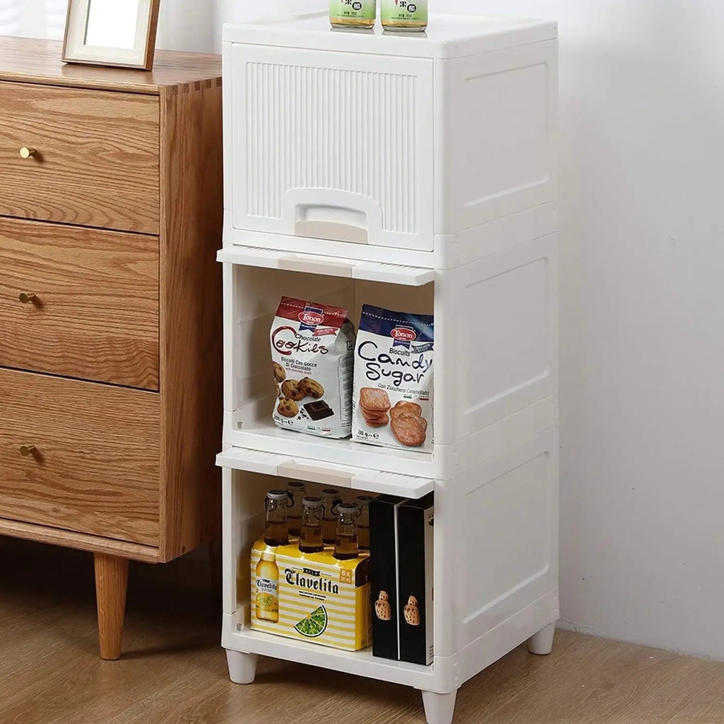 Multipurpose 3 - Layer Storage Cabinet – Foldable Plastic Drawer Unit for Kitchen, Bathroom & Bedroom - Chestore