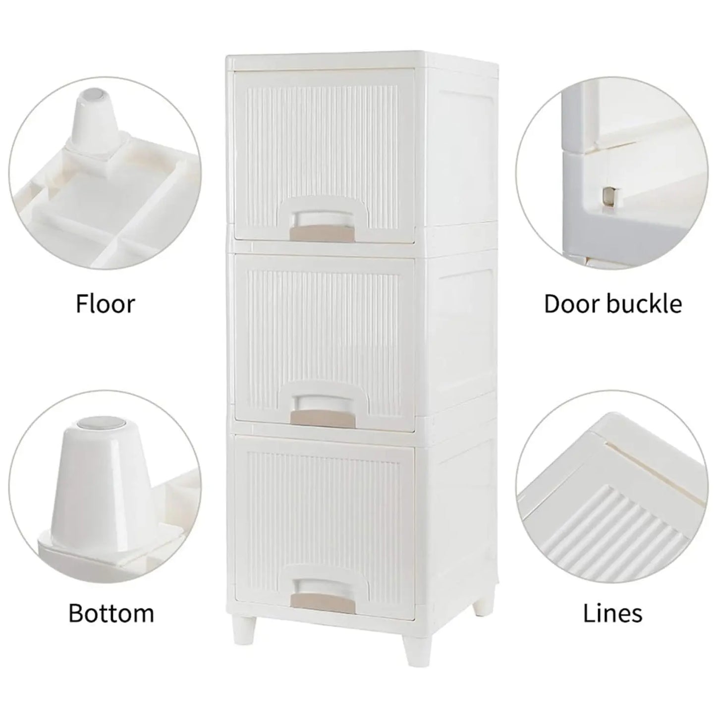 Multipurpose 3 - Layer Storage Cabinet – Foldable Plastic Drawer Unit for Kitchen, Bathroom & Bedroom - Chestore