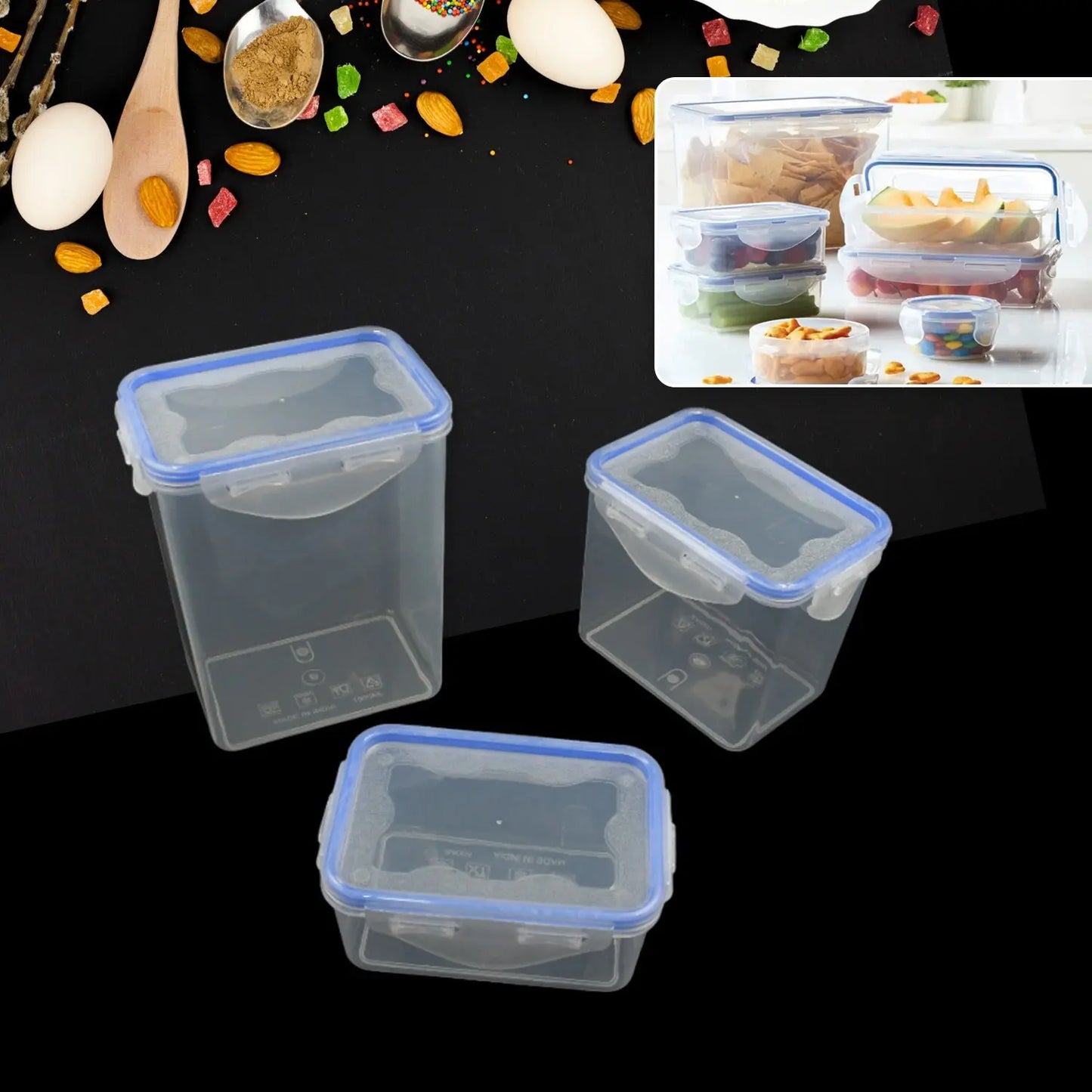 Kitchen Storage Container Set – 3 - Piece Airtight & Food - Grade - Chestore