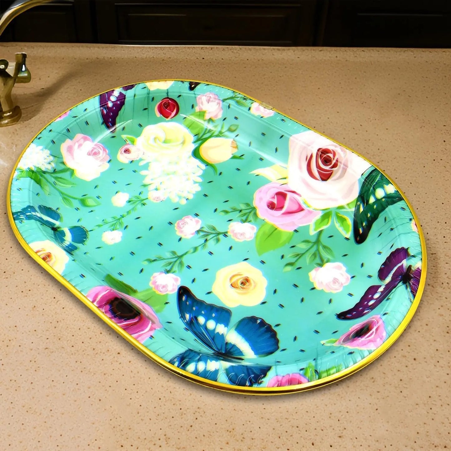 3 - Piece Flower Printed Serving Tray Set – Stylish & Durable - Chestore
