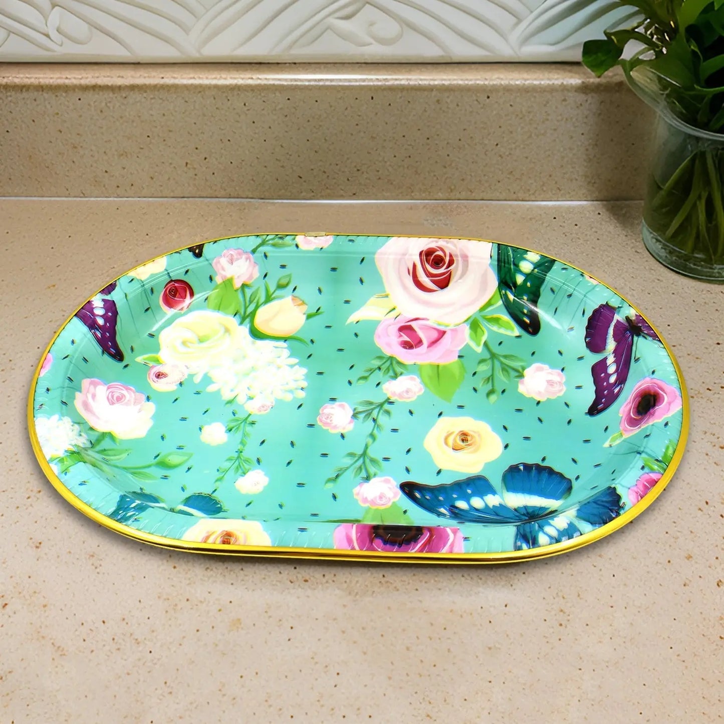 3 - Piece Flower Printed Serving Tray Set – Stylish & Durable - Chestore