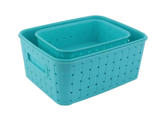 Smart Storage Baskets Set of 3 🛒 – Sky Blue, Space - Saving Organizers - Chestore