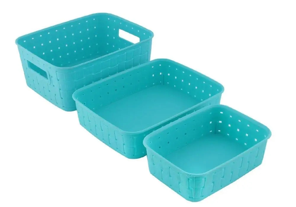 Smart Storage Baskets Set of 3 🛒 – Sky Blue, Space - Saving Organizers - Chestore