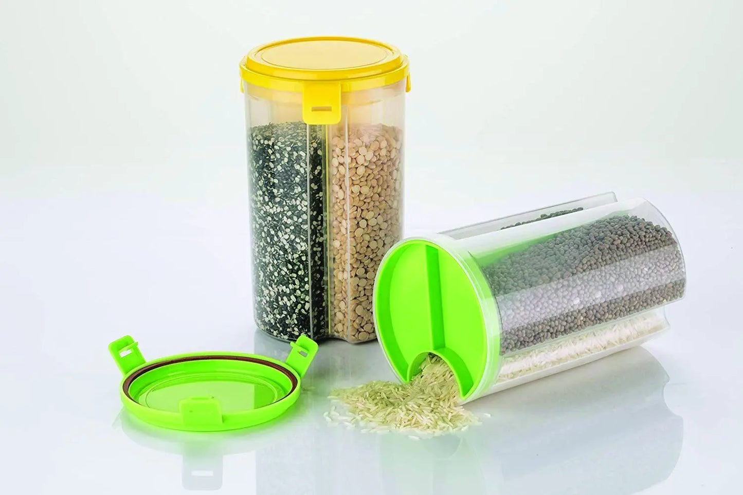 3 - in - 1 Transparent Airtight Storage Dispenser Container | Multi - Compartment Food Organizer - Chestore