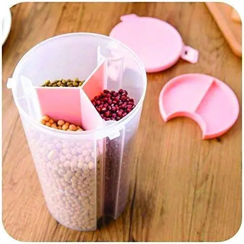 3 - in - 1 Transparent Airtight Storage Dispenser Container | Multi - Compartment Food Organizer - Chestore