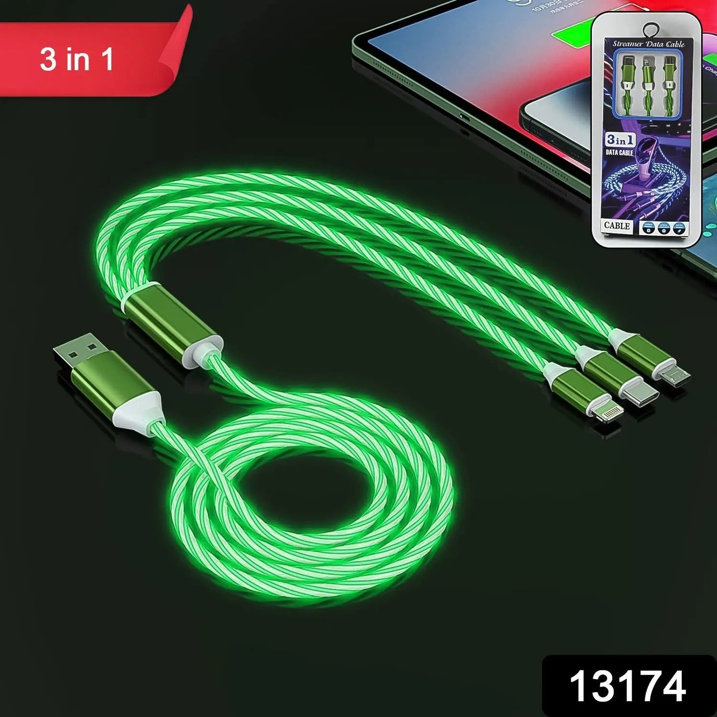 3 - in - 1 Charging Cable with Fast Charge & Light - Up Function – Multi - Device Charger 🔋✨ - Chestore
