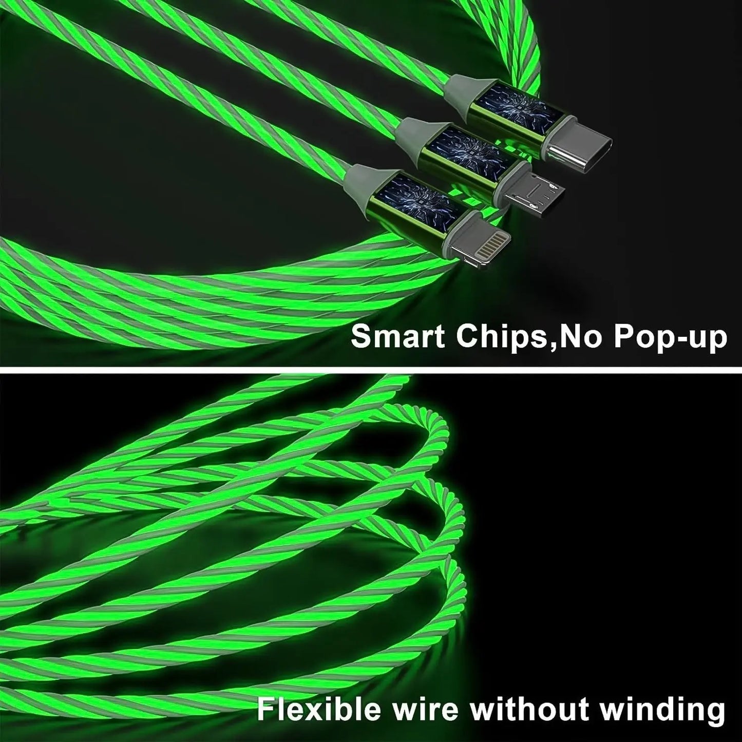 3 - in - 1 Charging Cable with Fast Charge & Light - Up Function – Multi - Device Charger 🔋✨ - Chestore