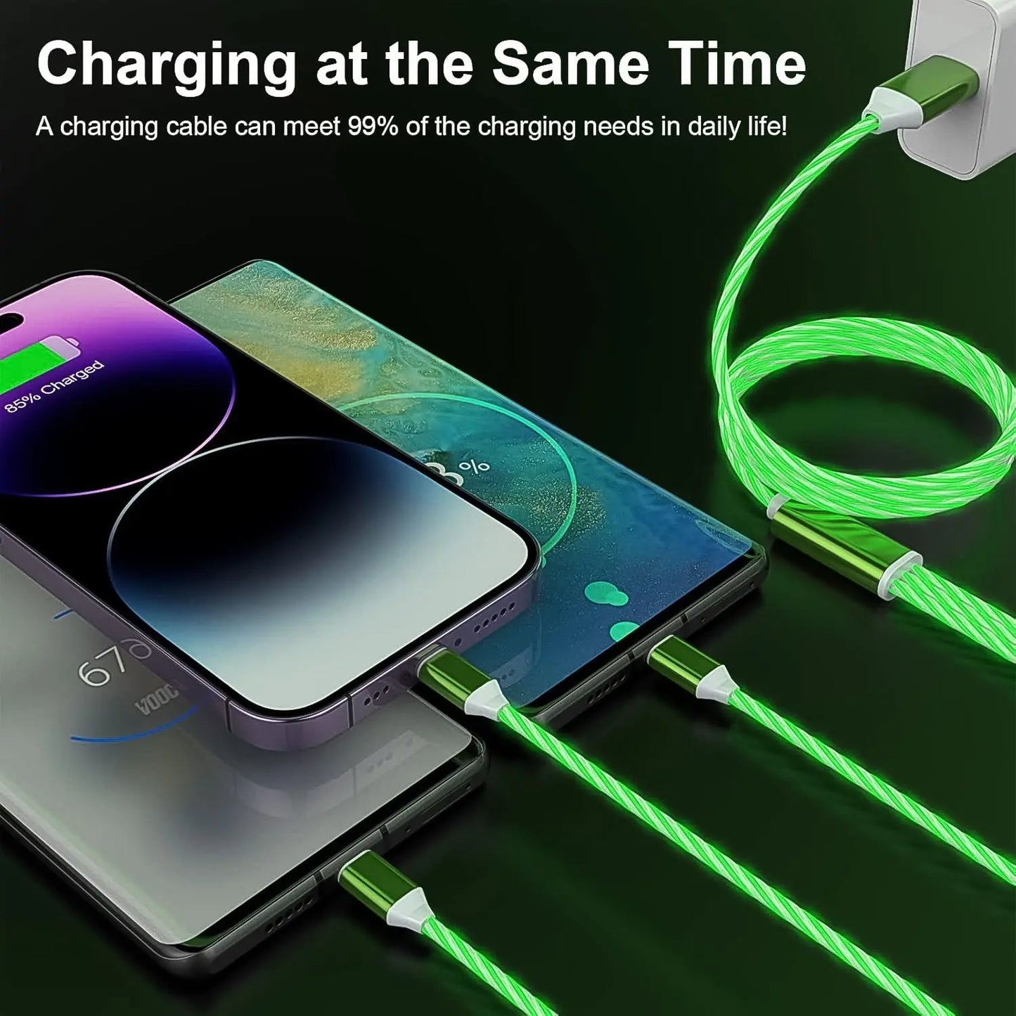 3 - in - 1 Charging Cable with Fast Charge & Light - Up Function – Multi - Device Charger 🔋✨ - Chestore