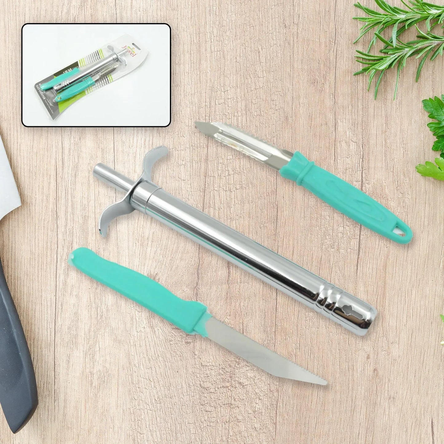 3 - in - 1 Kitchen Combo – Lighter, Stainless Steel Knife & Peeler Set - Chestore