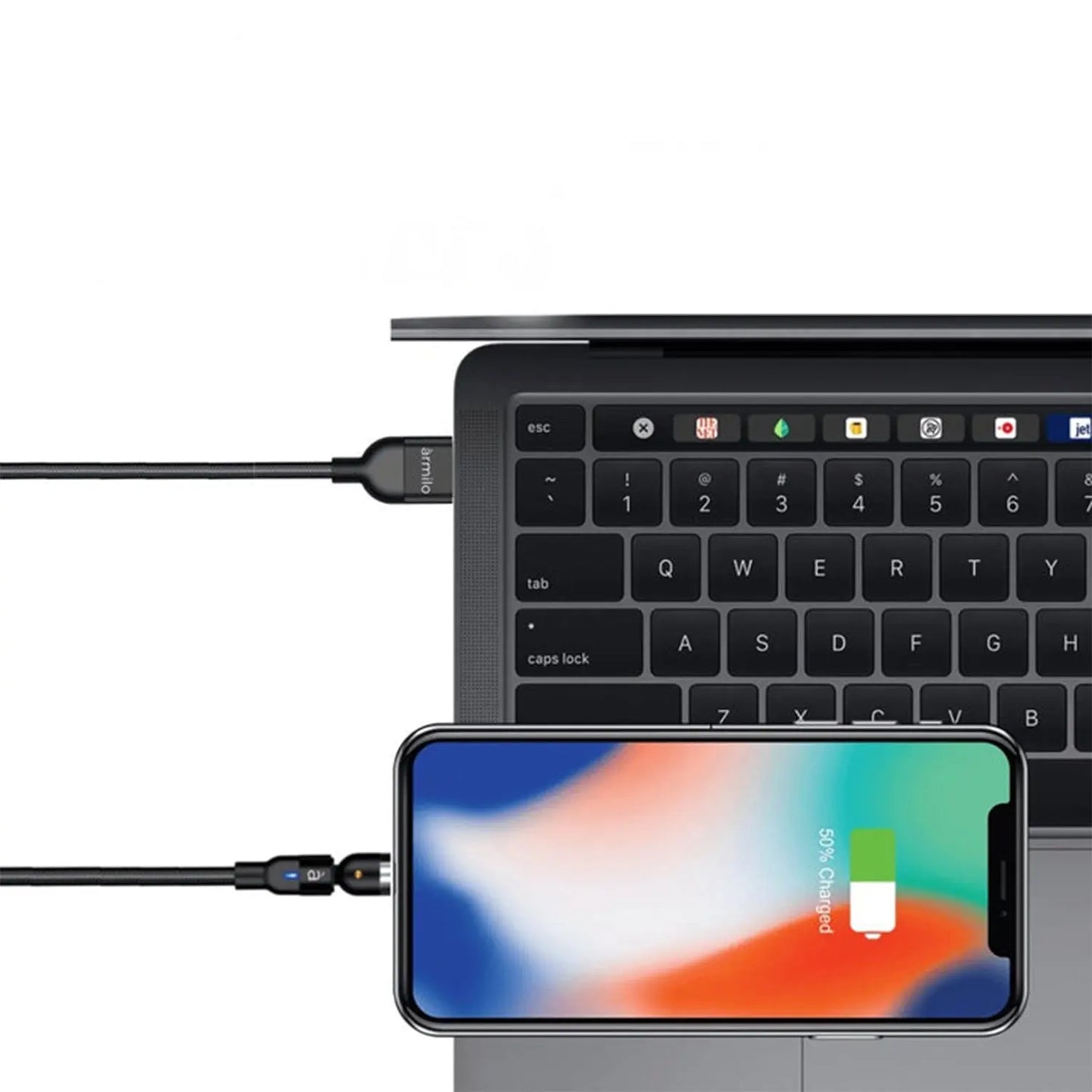 3 - in - 1 Magnetic USB Charging Cable - Fast Charging, Nylon, Full Rotation, USB - C, Android, & Lightning - Chestore