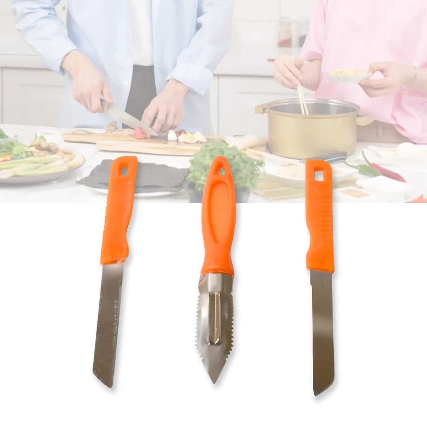3 - in - 1 Stainless Steel Kitchen Knife Set – Cutting, Peeling & Chopping - Chestore
