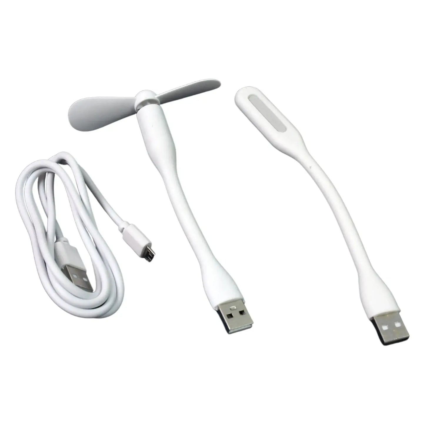 3 - in - 1 Portable Mini USB Set – Fan, Light & Micro USB Cable Combo for Everyday Use 🌬️💡🔌 - Chestore