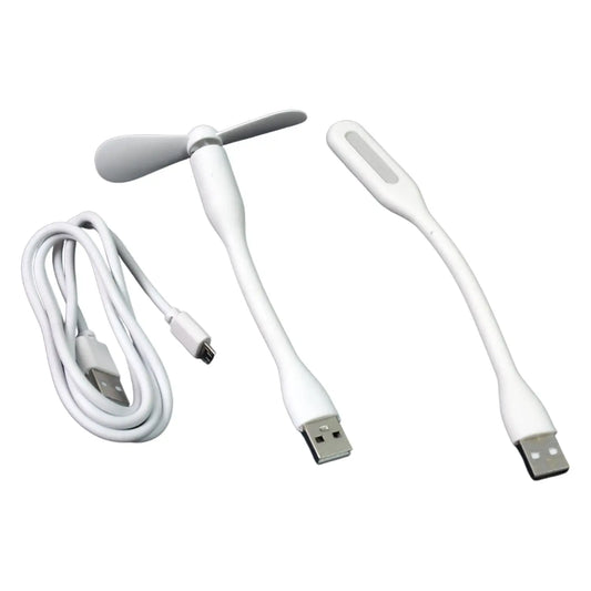 3 - in - 1 Portable Mini USB Set – Fan, Light & Micro USB Cable Combo for Everyday Use 🌬️💡🔌 - Chestore