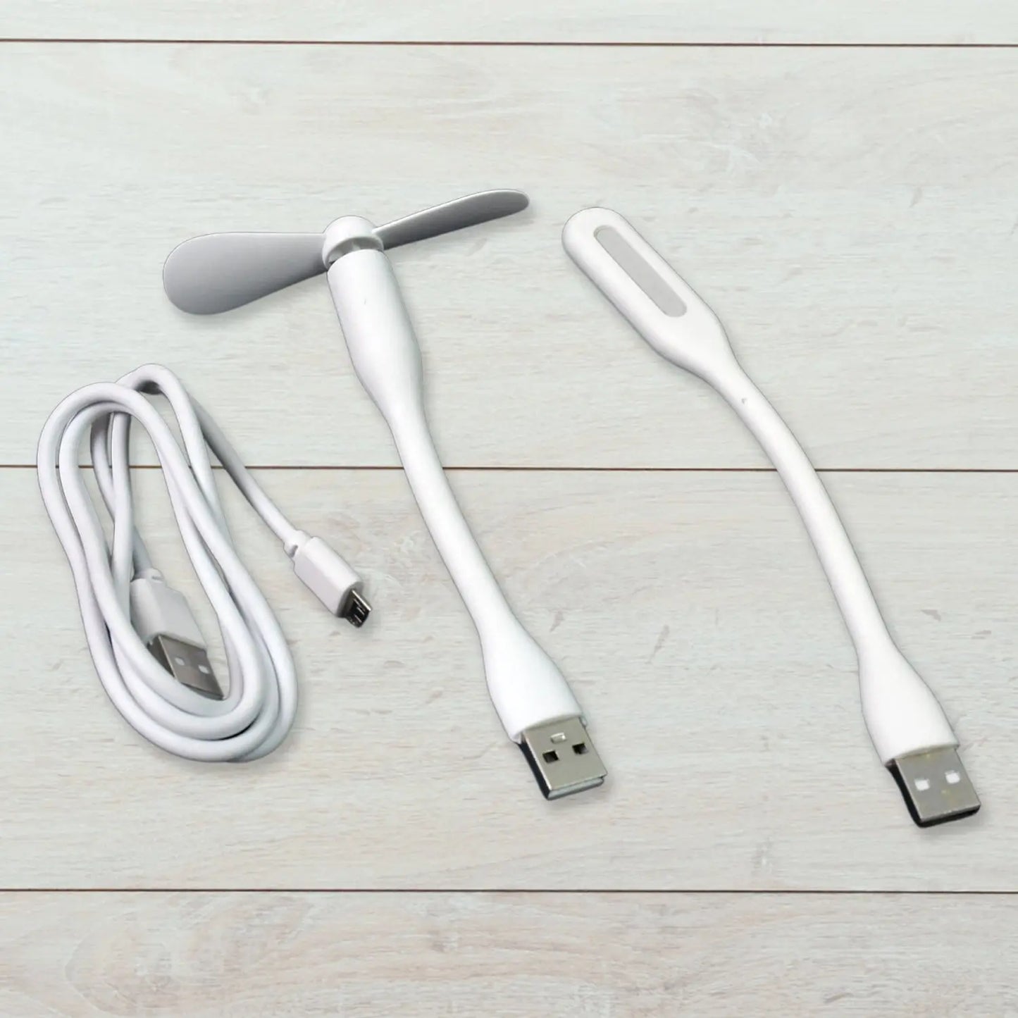 3 - in - 1 Portable Mini USB Set – Fan, Light & Micro USB Cable Combo for Everyday Use 🌬️💡🔌 - Chestore