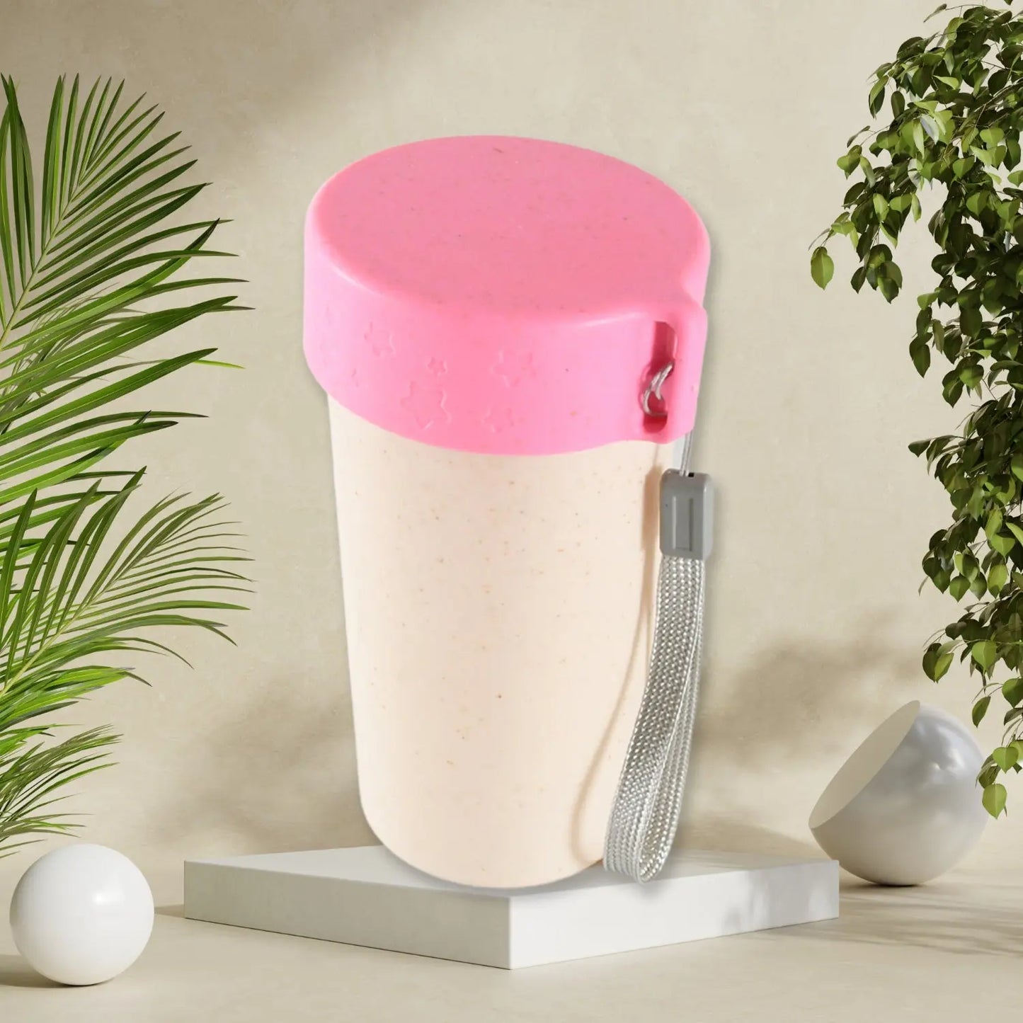 300ml Portable Travel Coffee Cup – Eco - Friendly Wheat Straw Mug with Lid - Chestore