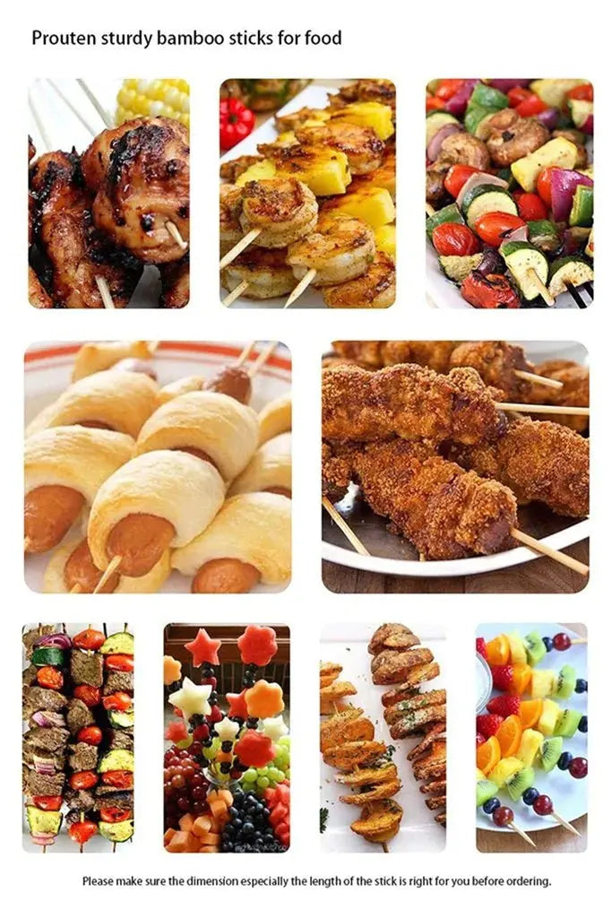 Camping Bamboo BBQ Skewers – 30cm Wooden Shish Kabob Sticks for Grilling - Chestore