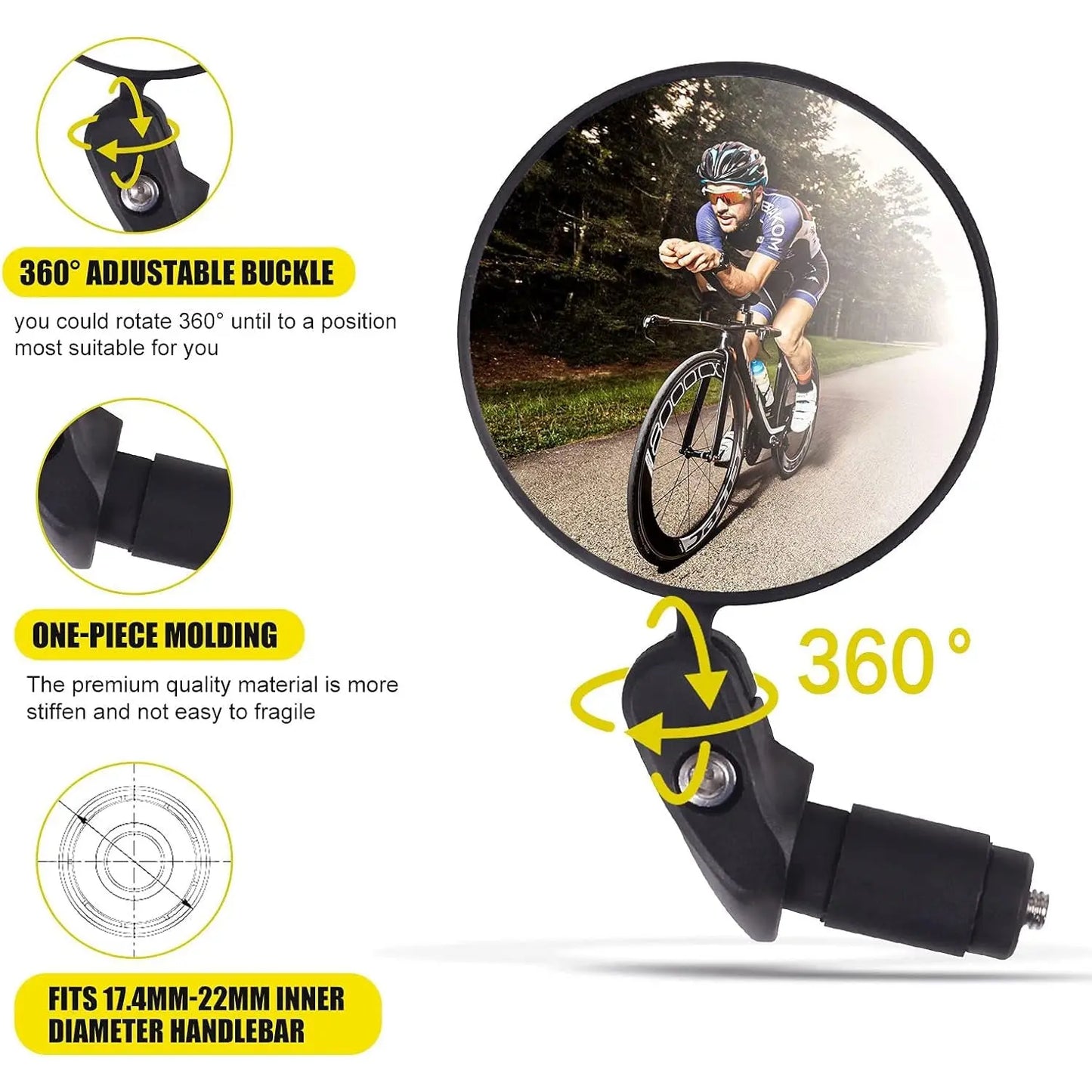 360° Rotatable & Foldable Bar - End Bike Mirror 🚴‍♂️🔍 - Chestore