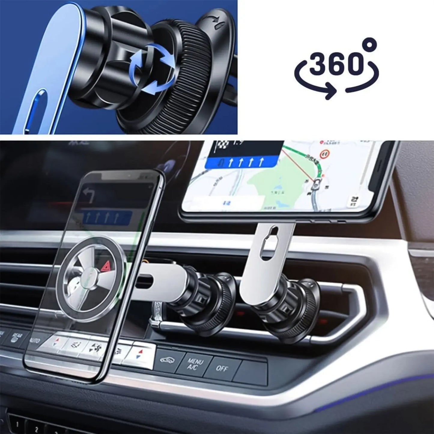 360° Rotatable Foldable Air Vent Magnetic Phone Holder – Secure & Convenient - Chestore