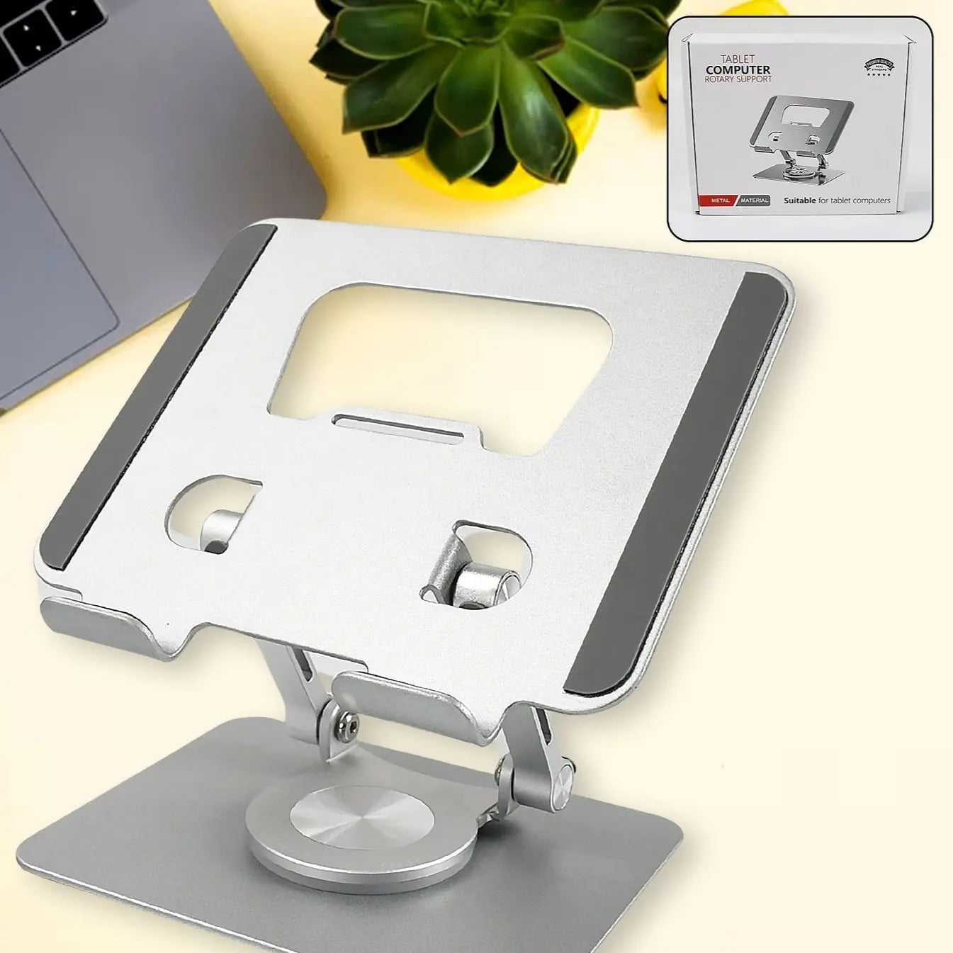 Aluminum Alloy 360° Rotating Adjustable Tablet Stand – Foldable & Ergonomic Support - Chestore