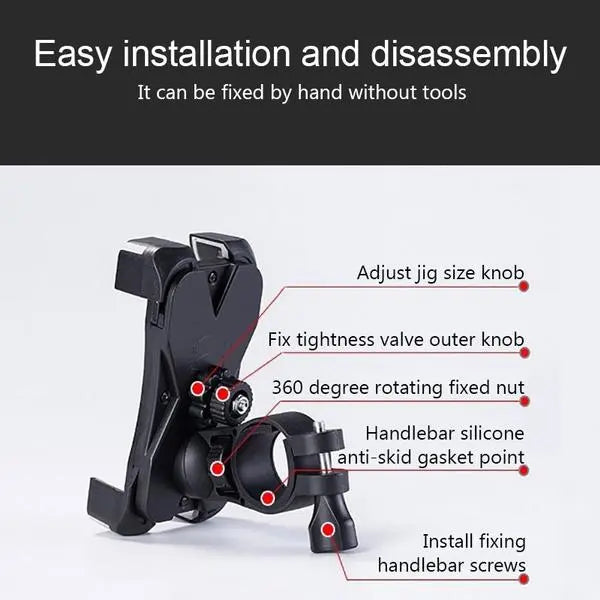 Bike Phone Mount – Anti - Shake Stable Cradle Clamp with 360° Rotation 🚴‍♂️📱 - Chestore
