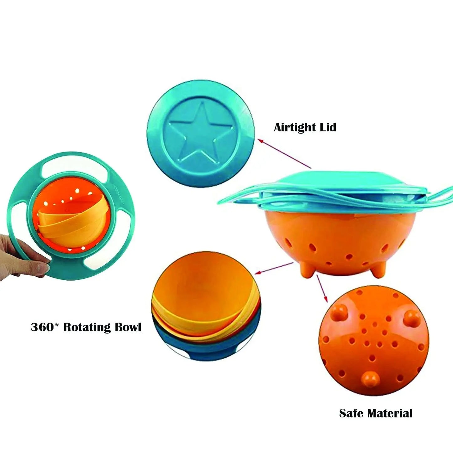 360° Rotating Gyro Bowl | Non - Spill Toddler Feeding Bowl for Mess - Free Meals - Chestore
