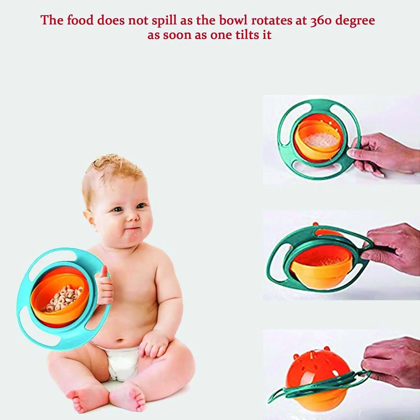 360° Rotating Gyro Bowl | Non - Spill Toddler Feeding Bowl for Mess - Free Meals - Chestore