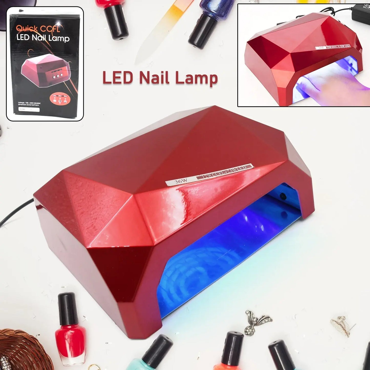 36W LED Nail Dryer – UV Gel Nail Polish Curing Lamp | Diamond Shape Design - Chestore
