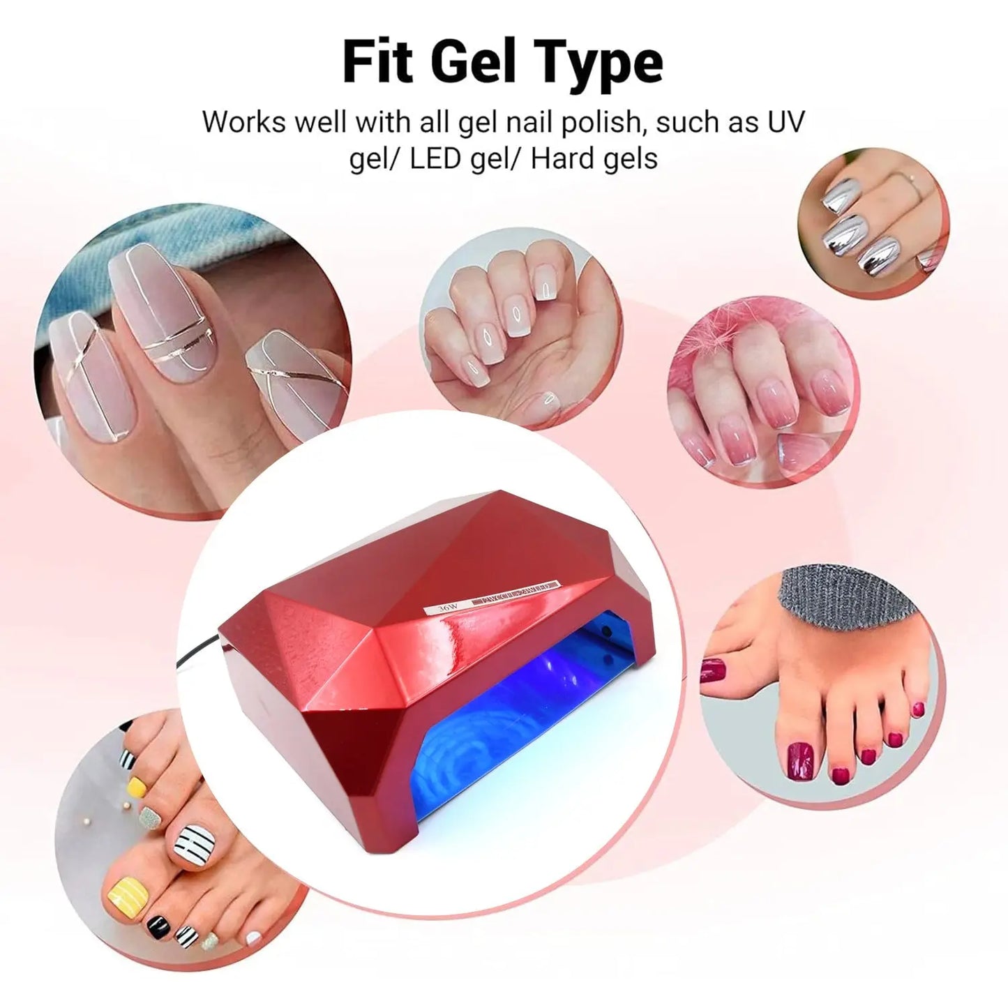 36W LED Nail Dryer – UV Gel Nail Polish Curing Lamp | Diamond Shape Design - Chestore