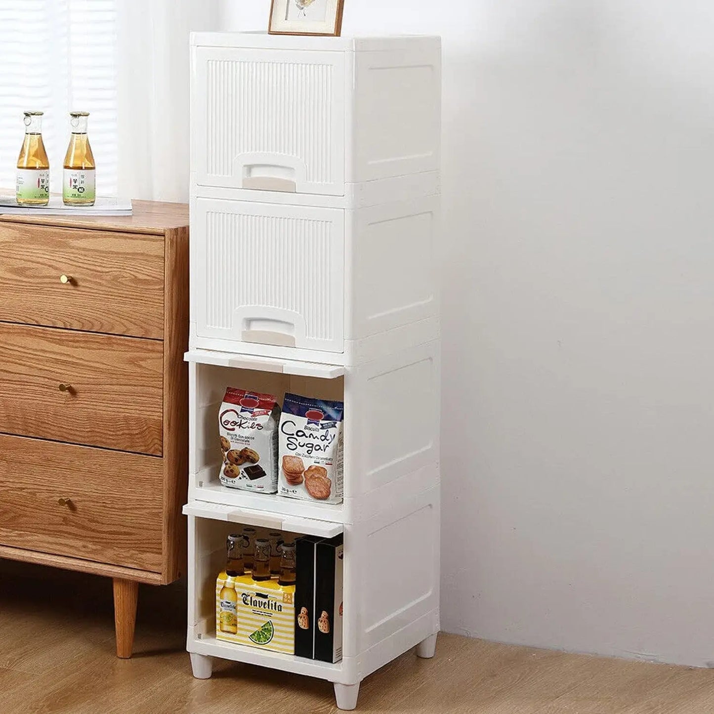 4 - Layer Multipurpose Storage Cabinet – Foldable Plastic Drawer Unit for Kitchen, Bathroom & Bedroom - Chestore