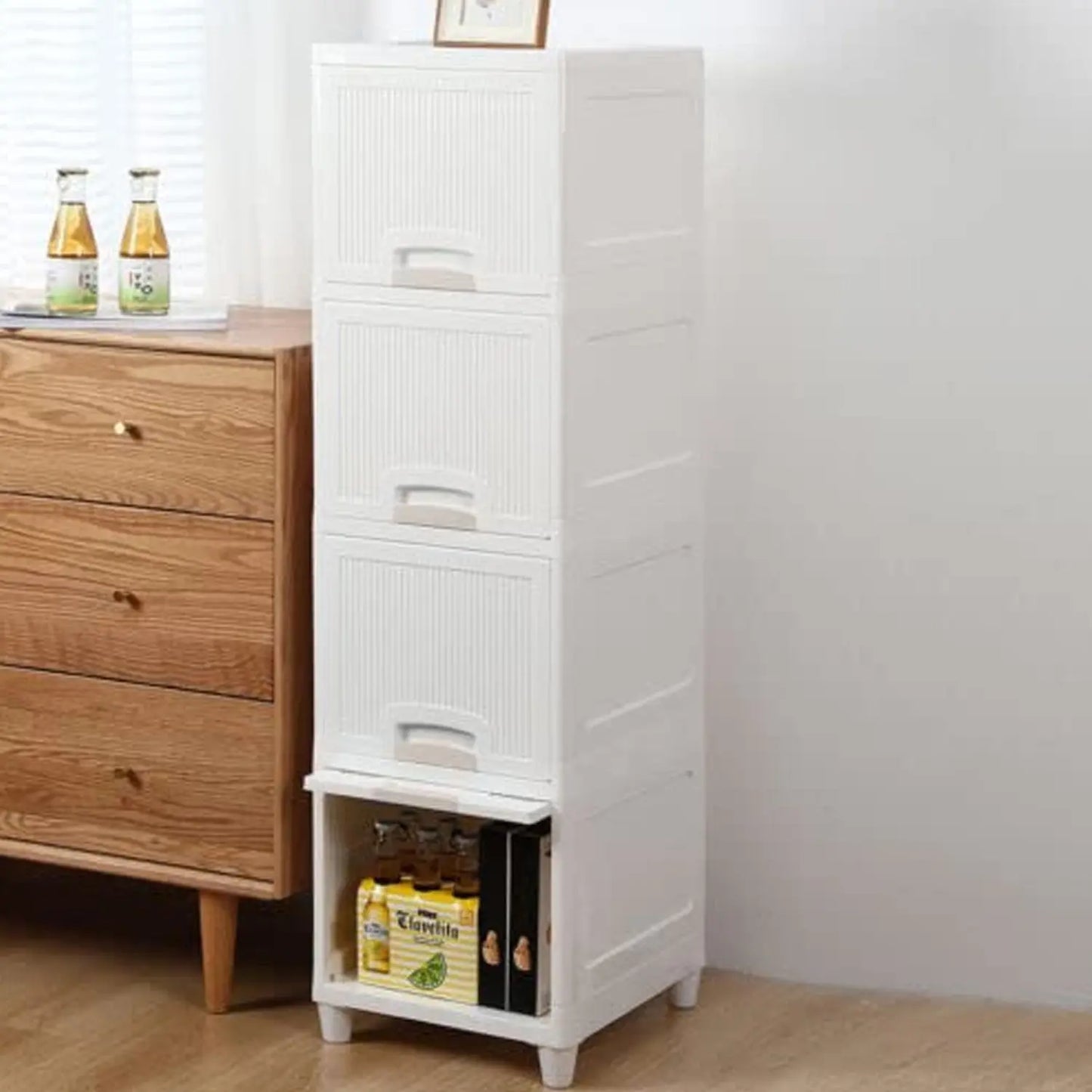 4 - Layer Multipurpose Storage Cabinet – Foldable Plastic Drawer Unit for Kitchen, Bathroom & Bedroom - Chestore